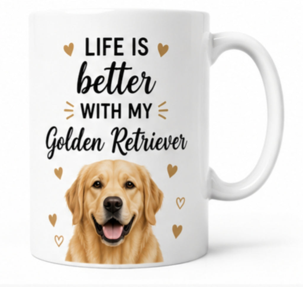 Life Is Better With My Golden Retriever Coffee Mug | Gift for Golden Retriever Owners | Dog Lover Mug