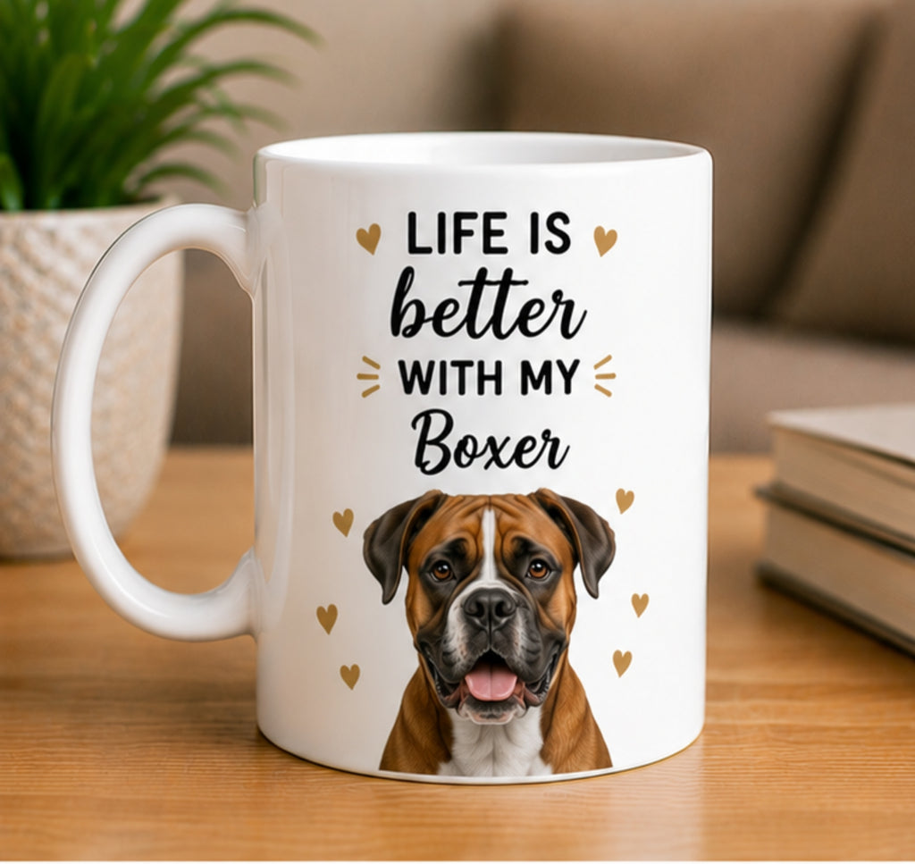 Life Is Better With My Boxer Coffee Mug | Gift for Boxer| Dog Lover Mug