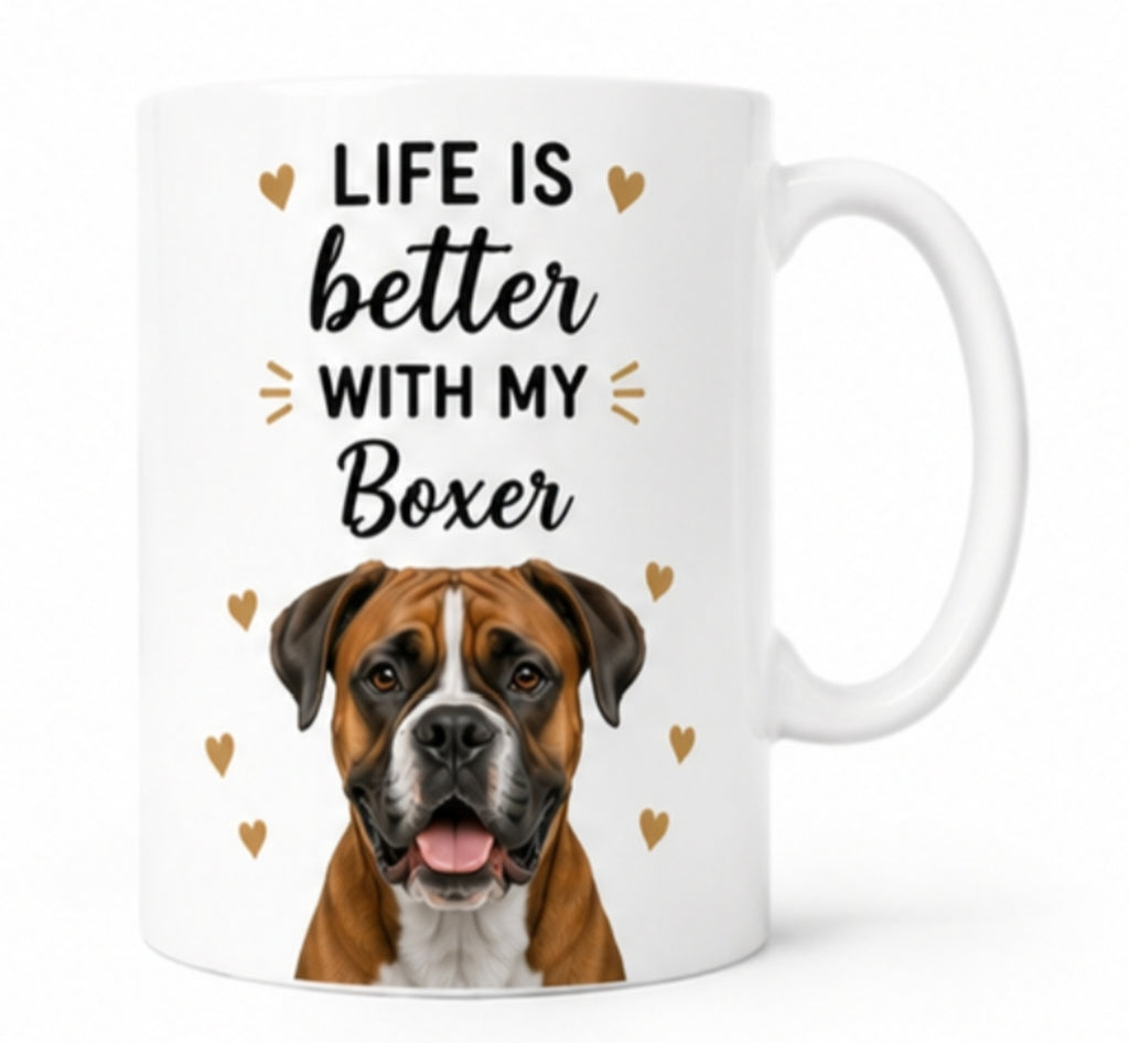 Life Is Better With My Boxer Coffee Mug | Gift for Boxer| Dog Lover Mug