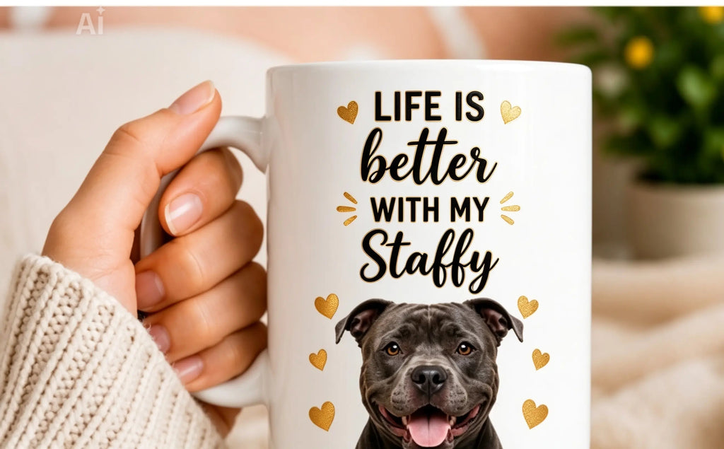 Life Is Better With My Staffordshire Bull Terrier| Coffee Mug | Gift for Staffordshire Bull Terrier| Dog Lover Mug