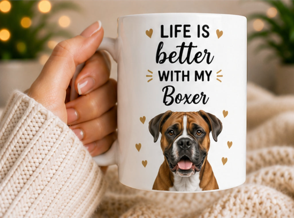 Life Is Better With My Boxer Coffee Mug | Gift for Boxer| Dog Lover Mug