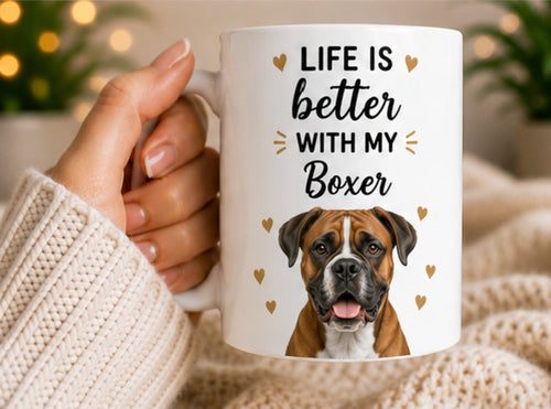 Life Is Better With My Boxer Coffee Mug | Gift for Boxer| Dog Lover Mug